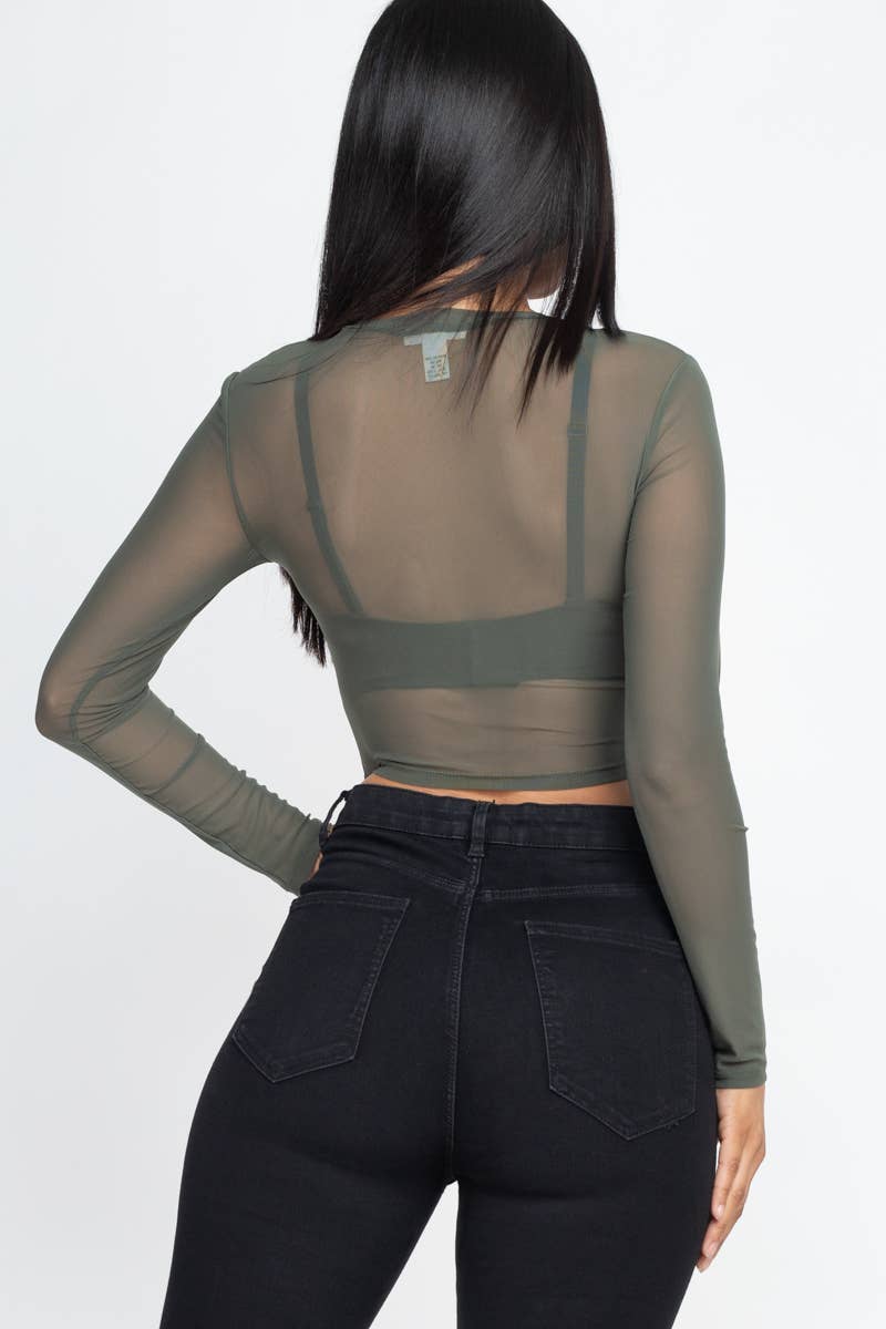 CAPELLA APPAREL - Wholesale Knit Top - Women's - Solid Mesh Sheer Crop Top7