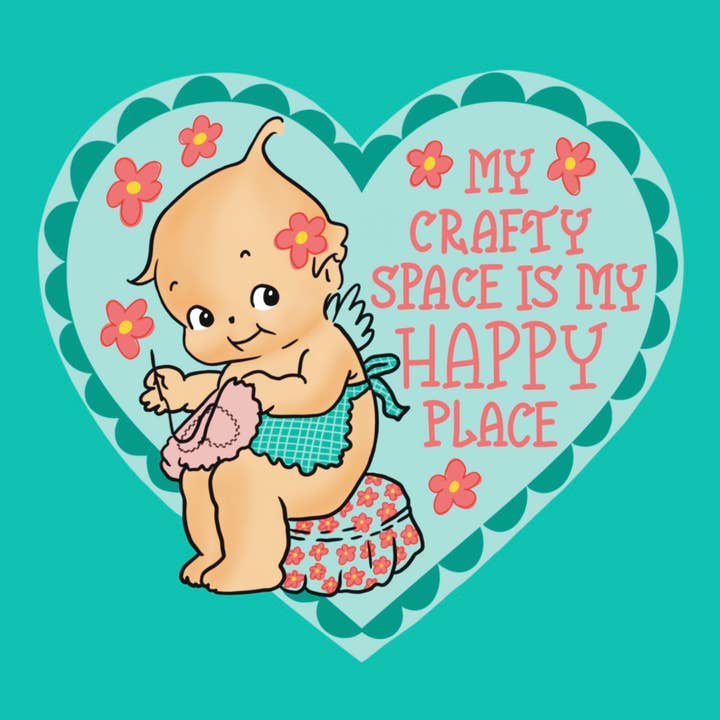 Crafty Kewpie Sticker for wholesale by Cosmic Flower