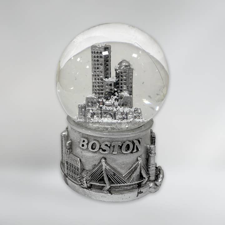 Boston Skyline Pewter Snow Globe 45mm for wholesale by Commonwealth Souvenirs
