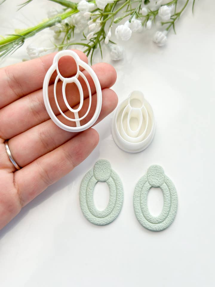 Art Deco Oval Polymer Clay Cutter for wholesale by Tera Clay