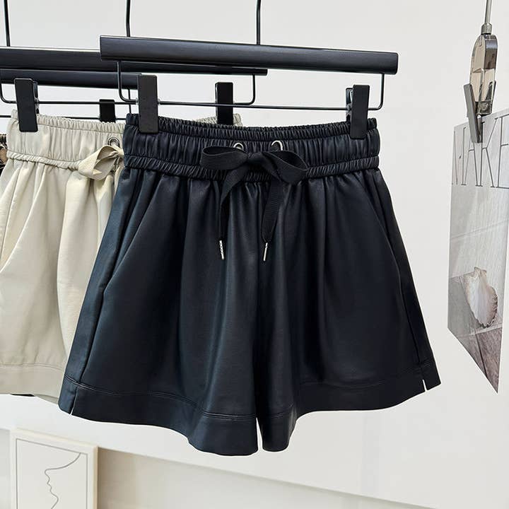 safistyle - Wholesale Shorts - Women's - High-Waist Faux Leather Shorts1