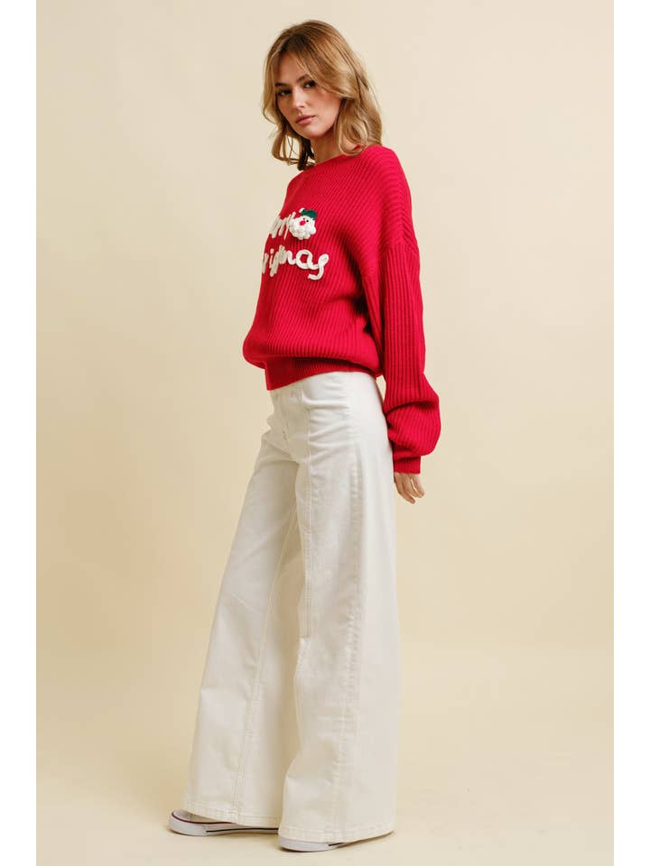 Cloud Ten - Wholesale Knit Sweater - Women's - CSW13483 - MERRY CHRISTMAS HOLIDAY SWEATER13