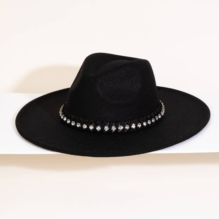 Collections by Fame Accessories – Engroshandel Bucket hat - Dame – Rhinestone Strop Fedora mode hat1