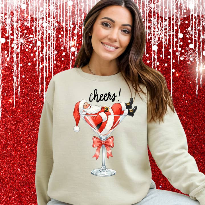 CHRISTMAS CHEERS SANTA SWEATSHIRT for wholesale by Lulu & Ash