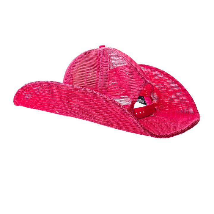 Cowboy Snapback - Wholesale Trucker Hat - Unisex - HOT PINK COWBOY SNAPBACK: 5 PANEL - BLANK2
