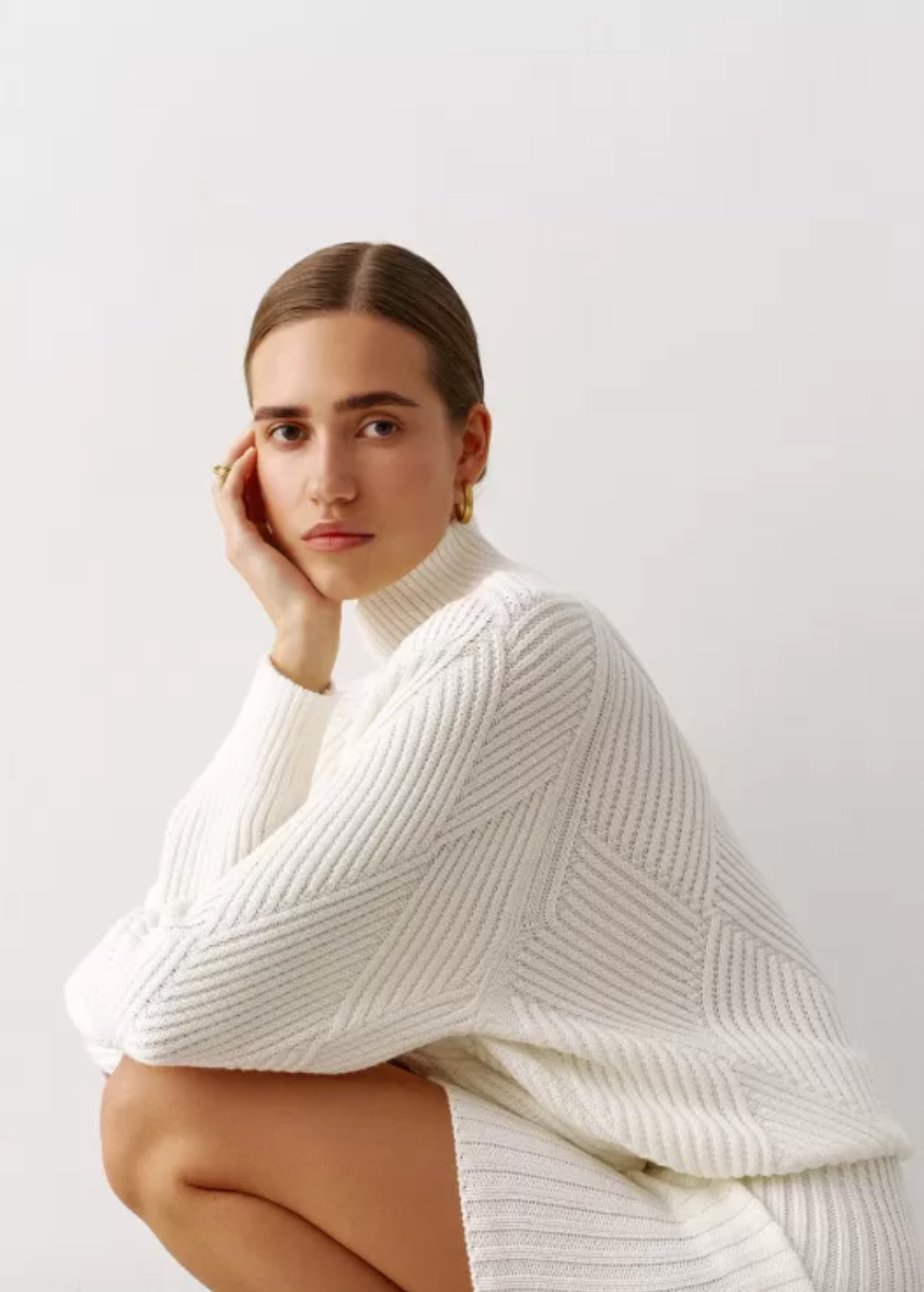 Nenya Fashion Limited - Wholesale Knit Sweater - Women's - High Neck Knitted Sweater With Geometric Print1