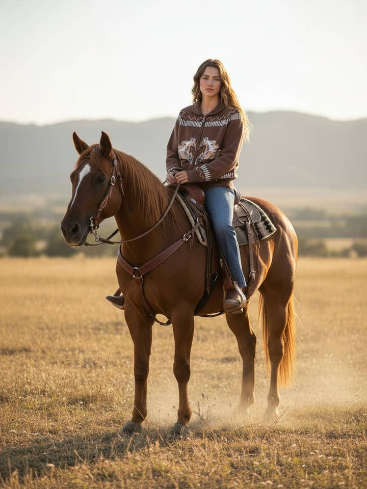 Cardigan zippé Chevaux au galop pour la vente par Bridle Up Hope Shop