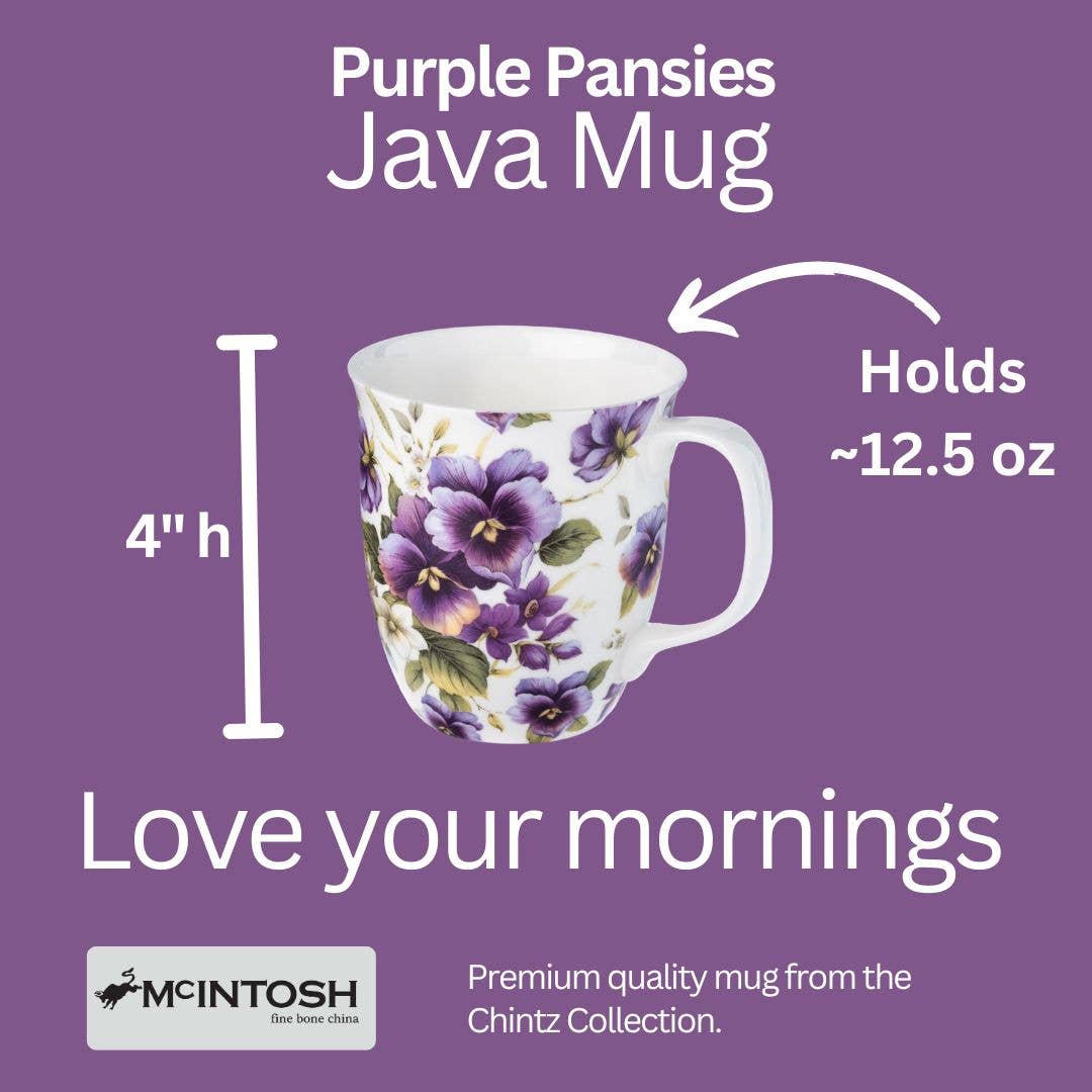 McIntosh Mugs - Wholesale Coffee Mug - Chintz 'Purple Pansies' Java Mug5