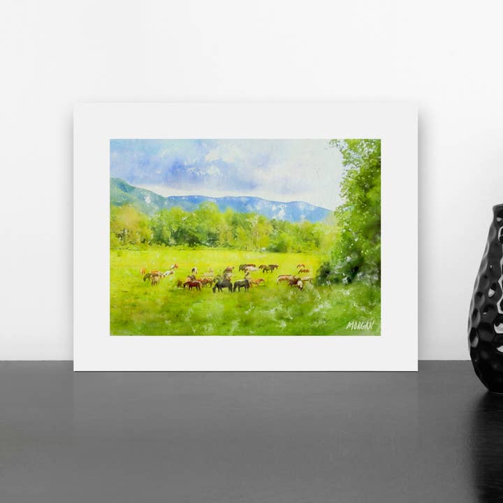 Tirages d'art pour juniors, Smoky Mountains, Horses at Cades Cove pour la vente par G.O.A.T House of Creative