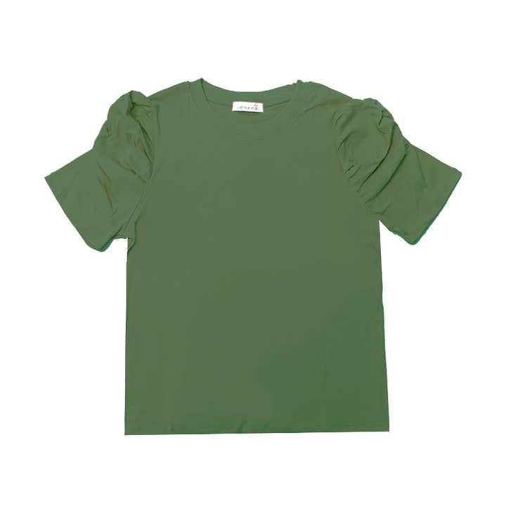 T-shirt with Rouched Sleeves in Green for wholesale by Last True Angel