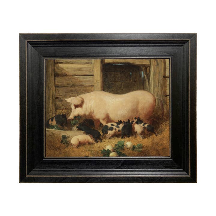 Sow with Piglets Vintage Painting Print on Canvas for wholesale by Madison Bay Co. - Historical Home Decor Reproductions