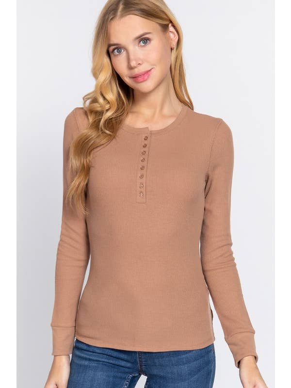 Vanilla Monkey - Wholesale Knit Top - Women's - Long Sleeve Henley Thermal Knit Top18
