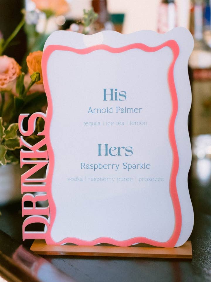 Wavy Pink & White Drink Menu for wholesale by AALVO