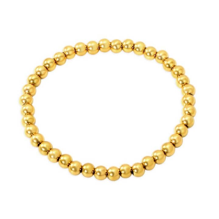 Gold Beaded Bracelet- Plain for wholesale by EB and Co.