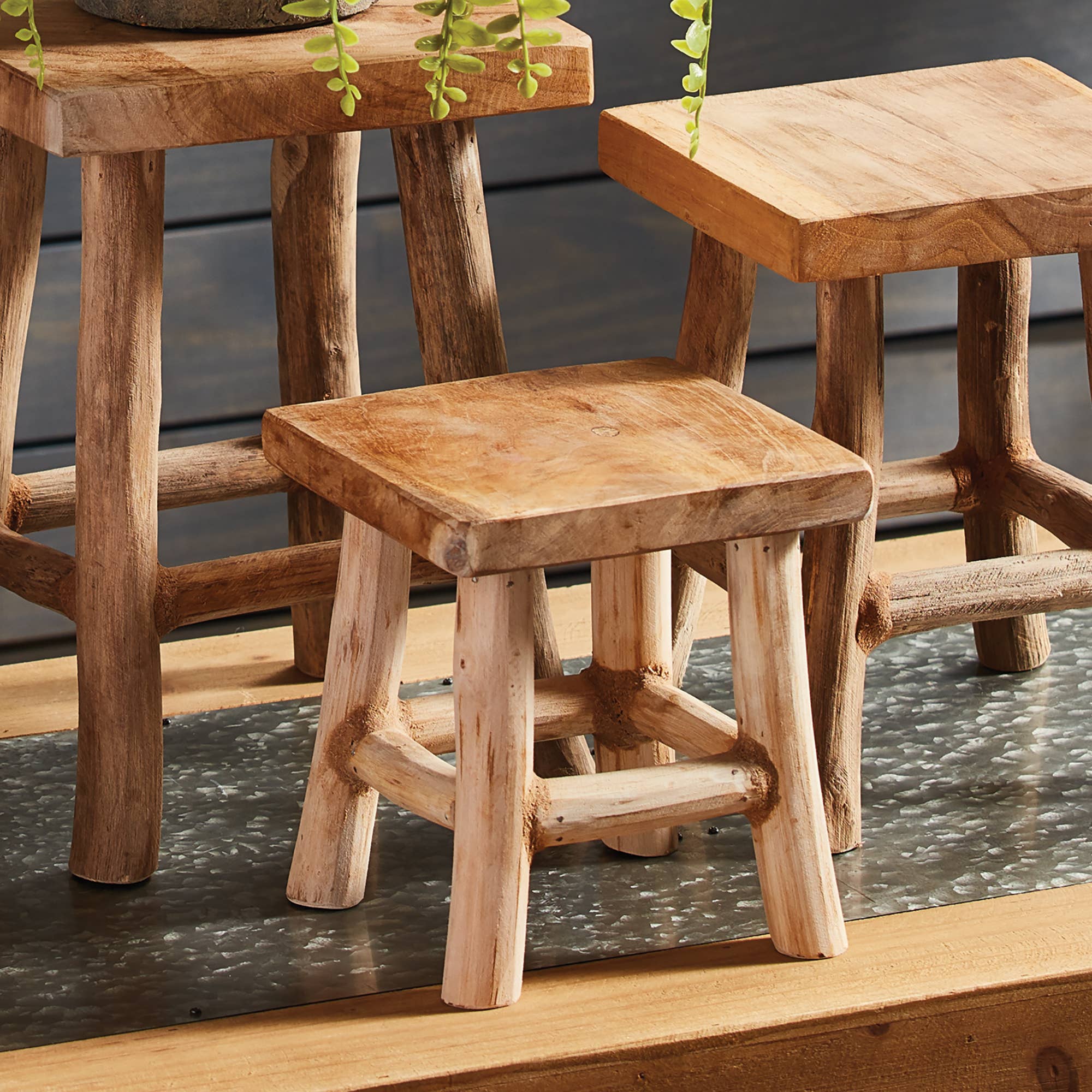 Napa Home & Garden - Wholesale Plant Pot Stand - Ewan Teak Stand Small2