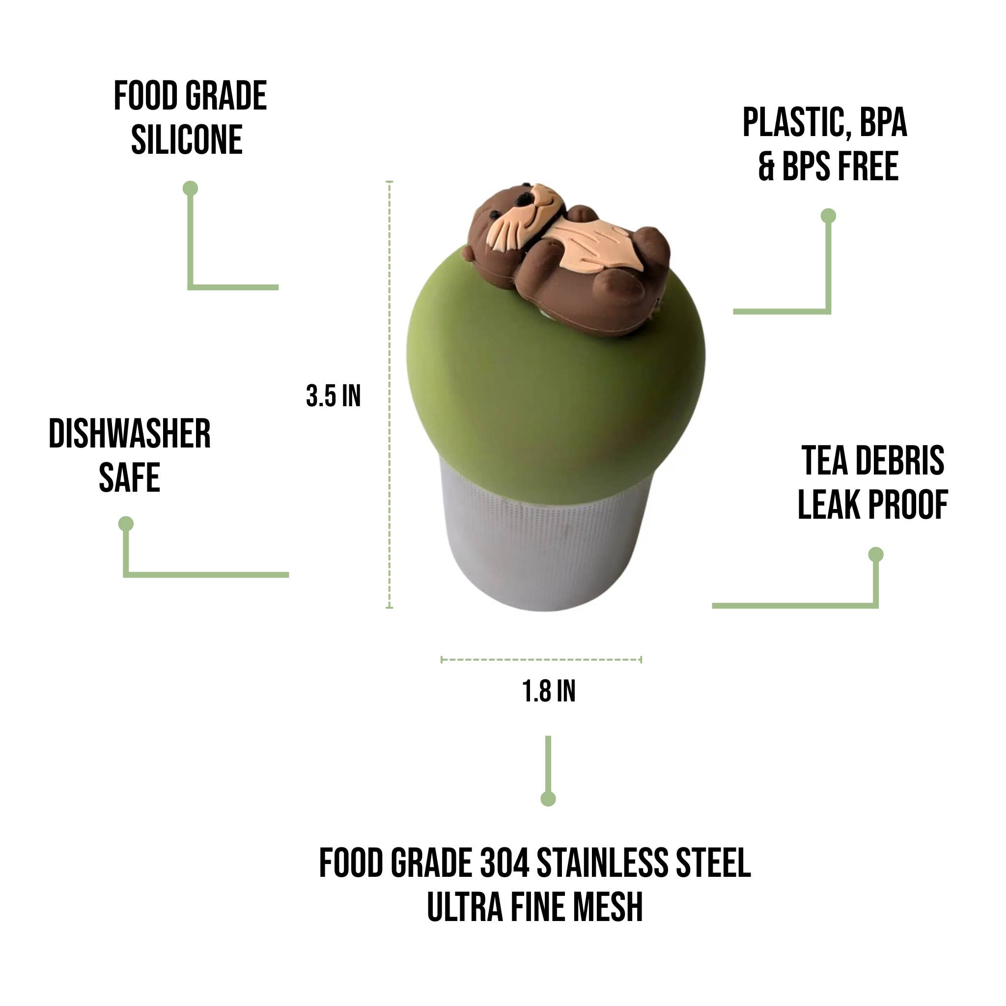 Float2infuse Tea Infuser – wholesale Tea strainer/infuser – Otter | Floating Tea Steeper | Green Base | Brown Otter3
