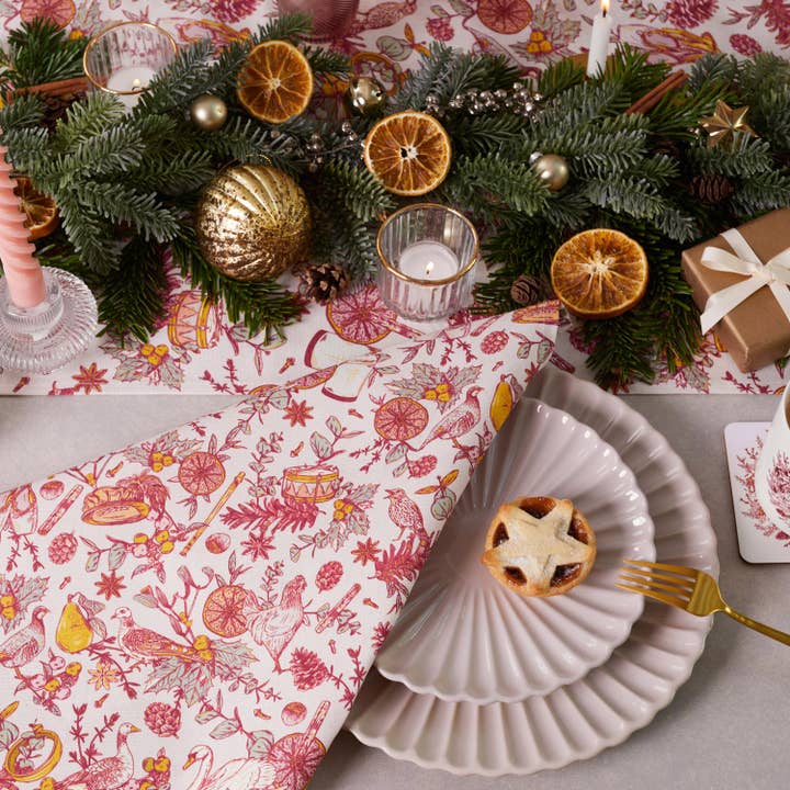 Twelve Days of Christmas sæt med 4 servietter for engroshandel hos Victoria Eggs