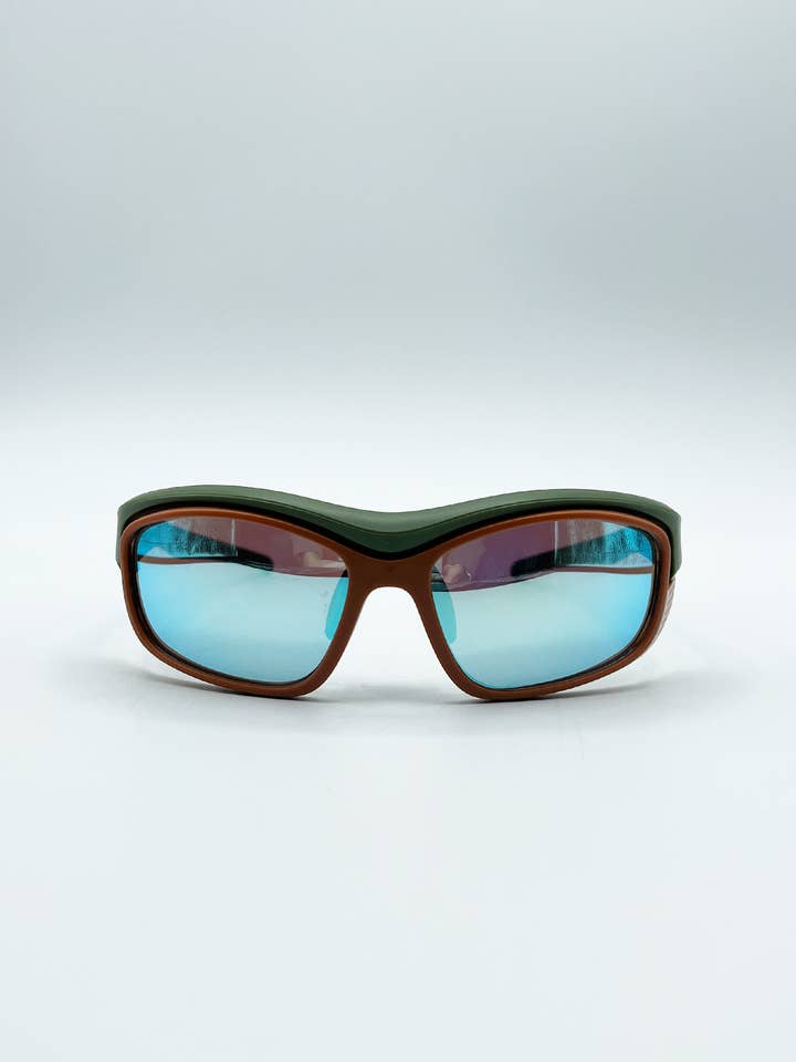 Cycling Style Glasses in Multi with Mirrored lens for wholesale by AFA COLLECTIVE