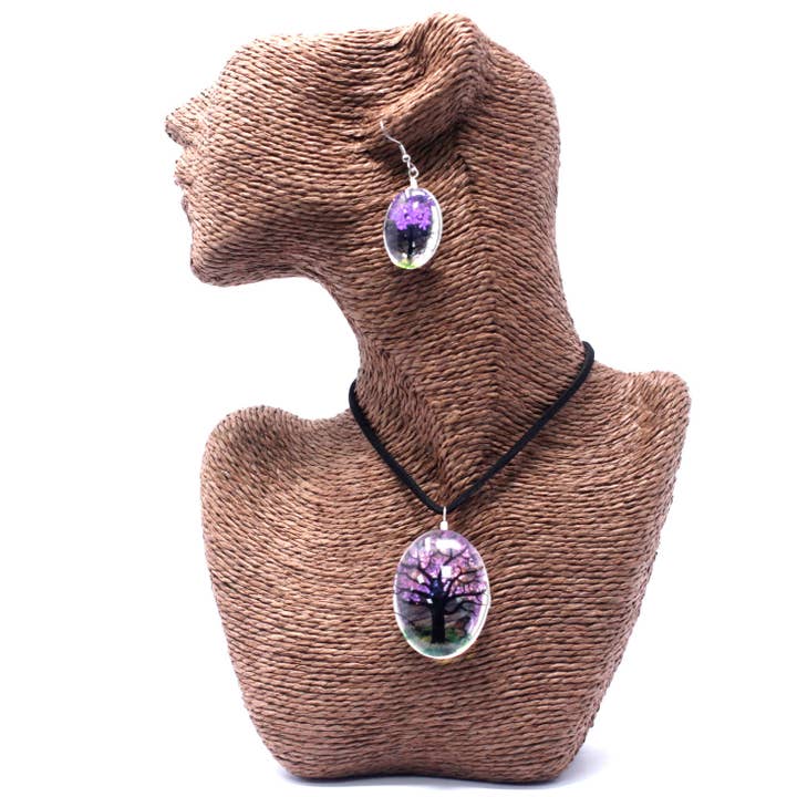Ancient Wisdom – wholesale Jewellery set – Pressed Flowers - Tree of Life set - Lavender1