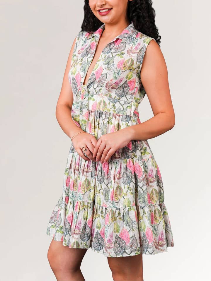 Cotton Jute Floral Mini Dress for Women for wholesale by Ariastop.com corporation