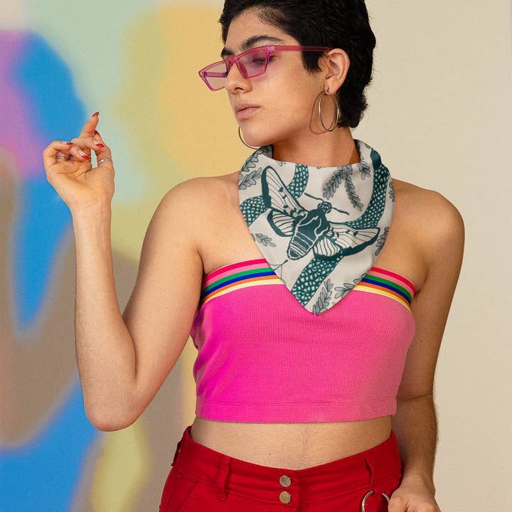 Acorn & Artisan - Wholesale Bandana - Unisex - Nature Bandana | Moth and Snake Illustration1