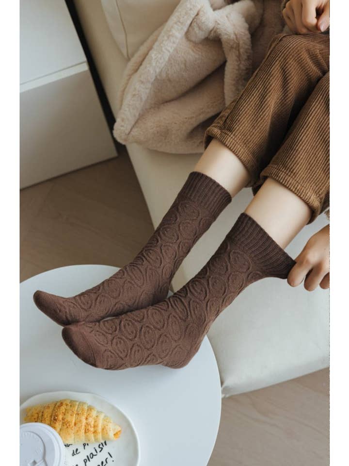 Funkyrel® Atzbranding Limited - Wholesale Socks - Women's - Rufia - Women's Solid Winter Socks with Embossed Smile4