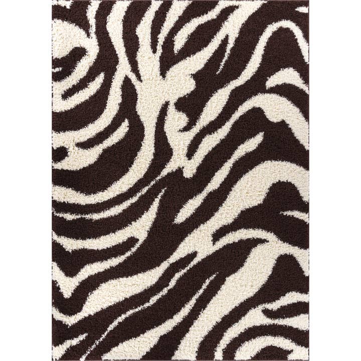 Well Woven - Wholesale Area Rug - Safari Zebra Brown Contemporary Shag Rug1