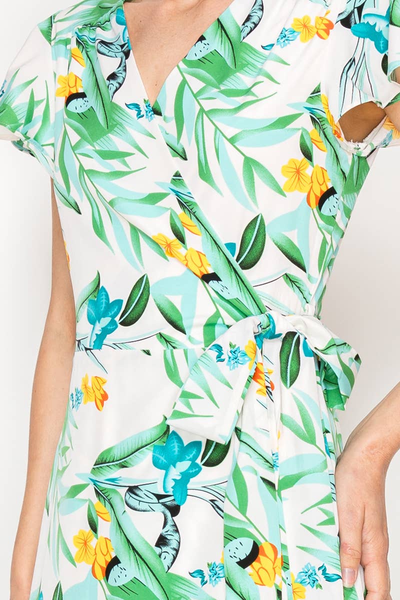 mehrfarbig Florales Wickel-Midikleid für den Großhandel auf Faire1