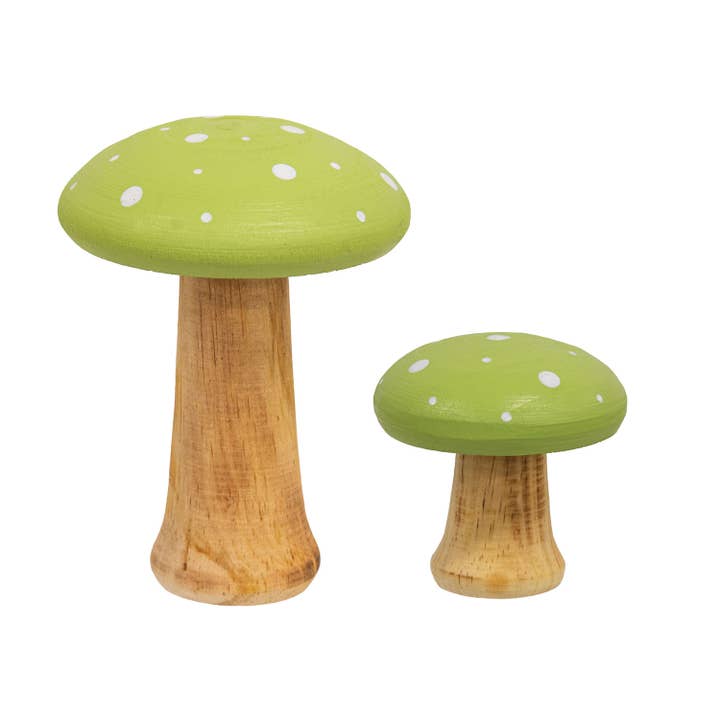 2/Set Green Wooden Mushrooms for wholesale by Bright Ideas
