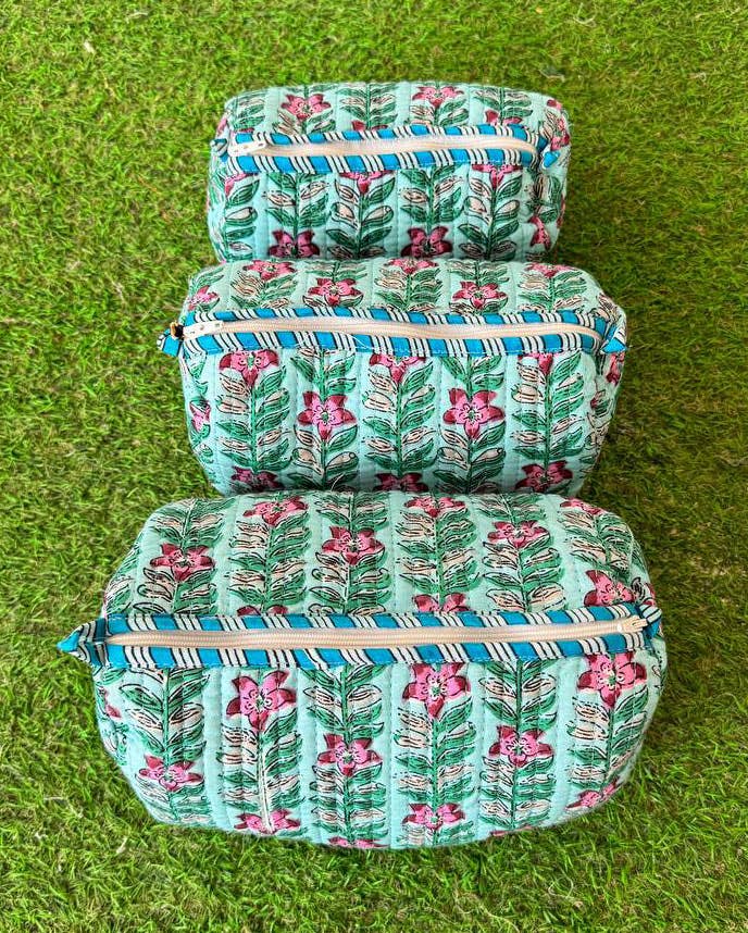 GYPSY STUDIO - Wholesale Makeup/Cosmetic Bag - Girls Bag Women's Makeup Bag Quilted Cotton Block Print Bags1