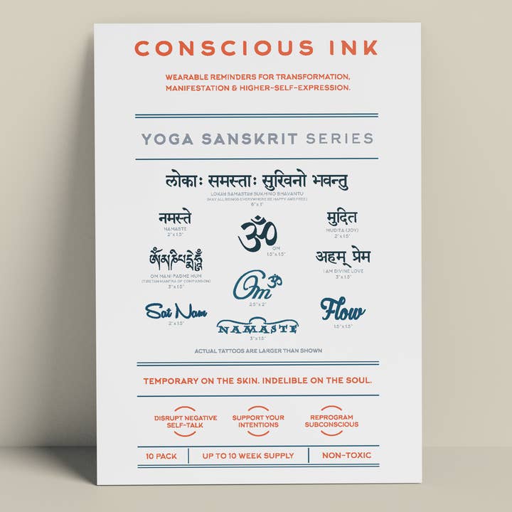 Yoga Sanskriet Variety 10-pack voor wholesale door Conscious Ink