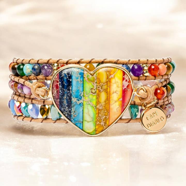 Chakra Love Rainbow Wrap Bracelet for wholesale by Cape Diablo
