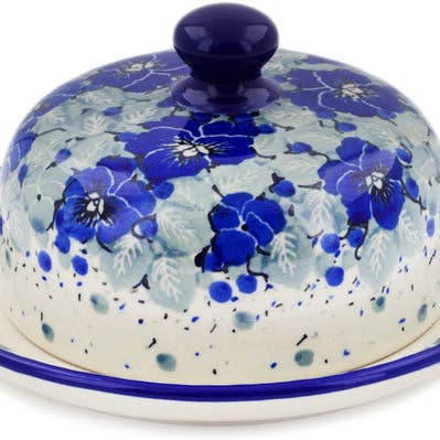 Plat avec couvercle de 6 po, thème Arrangement hivernal UNIKAT pour la vente par Polmedia Polish Pottery