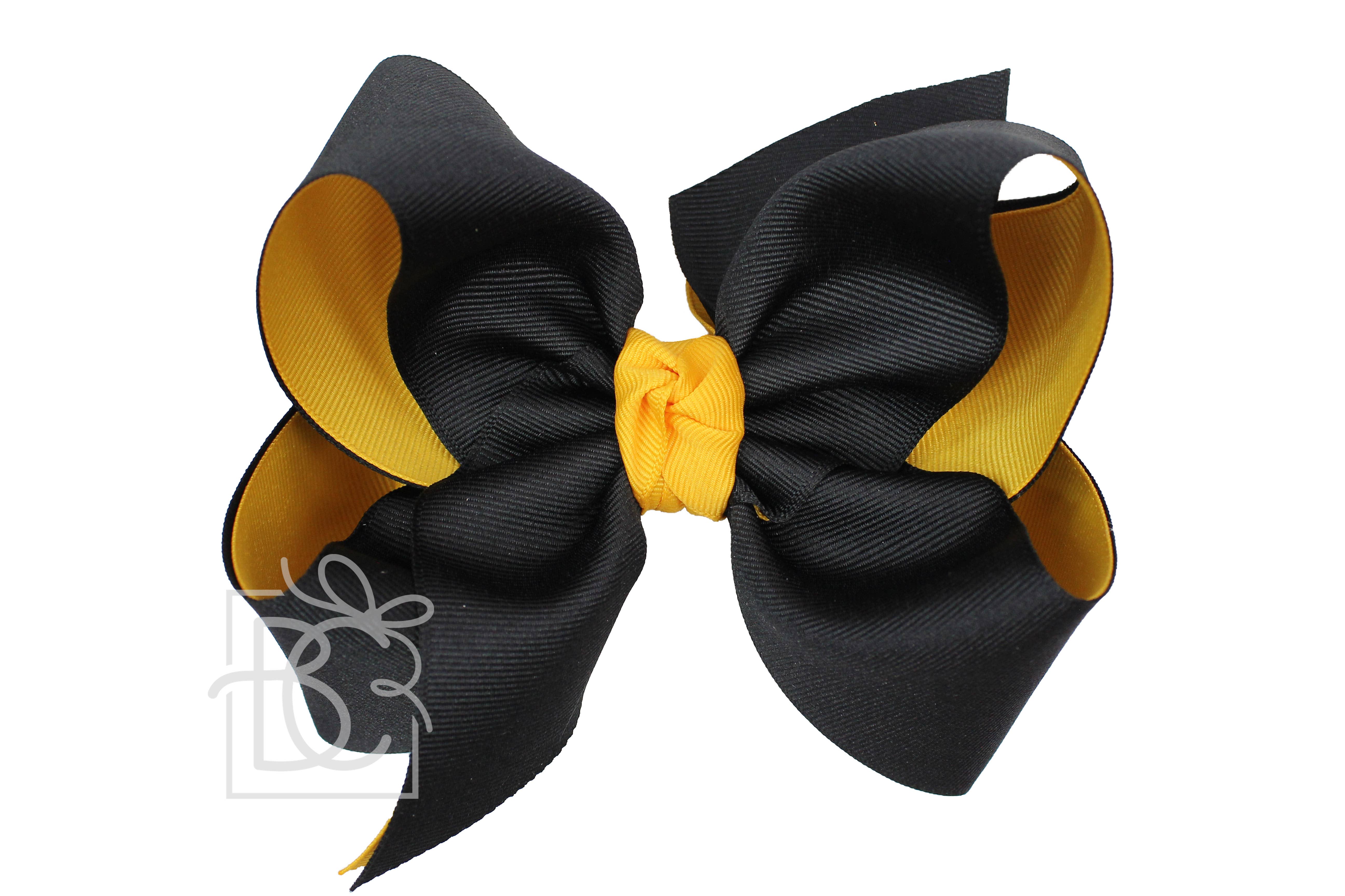 Beyond Creations, LLC - Wholesale Hair Bow - Kids - Layered Grosgrain Bow (Yellow Gold & Black)1