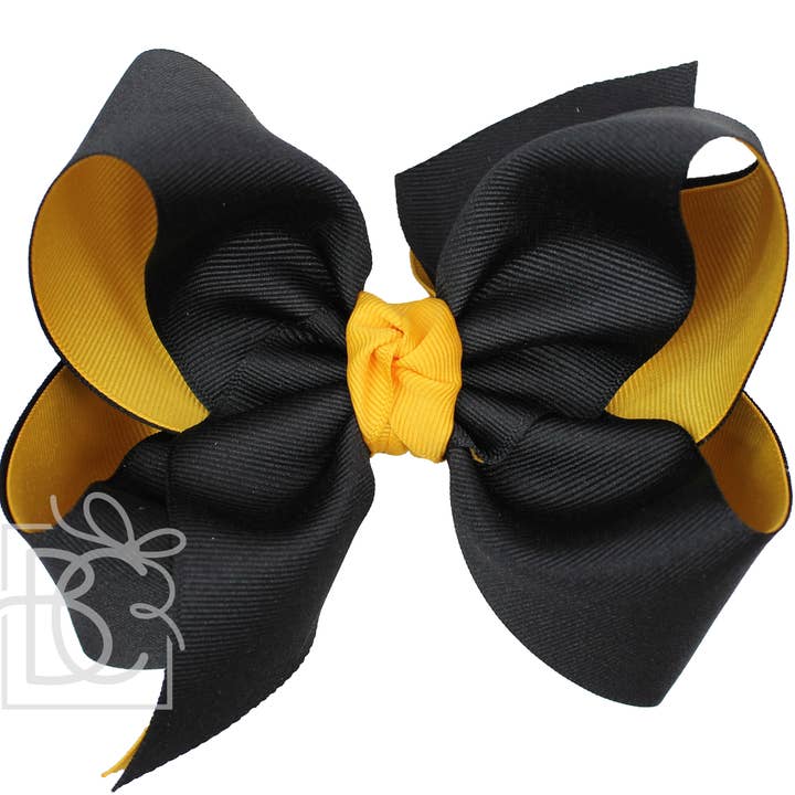 Beyond Creations, LLC - Vendita all'ingrosso Fiocco per capelli - Bambini - Fiocco in grosgrain a strati (oro giallo e nero)1