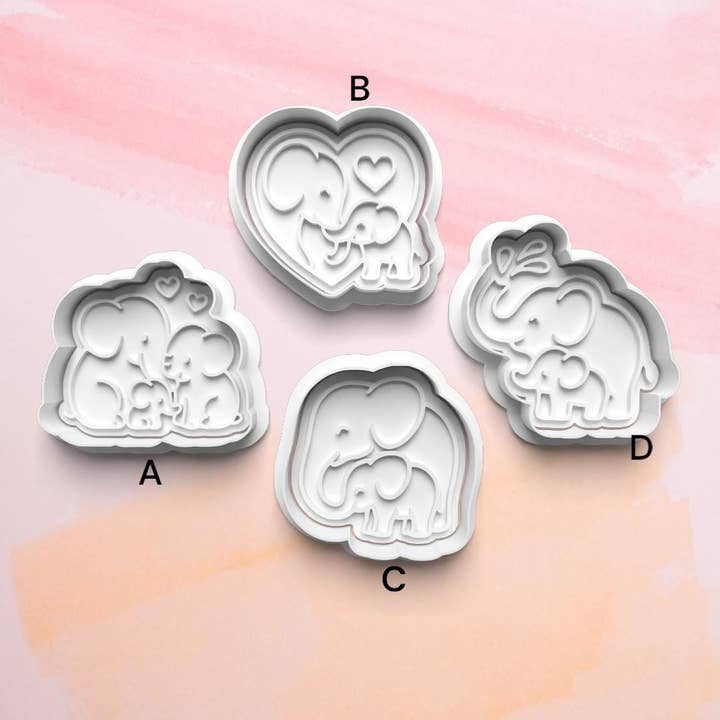 Elephant Family Cookie Cutter: 3D Printed Fondant Cutter for wholesale by Roussell Prints and Demand LLC