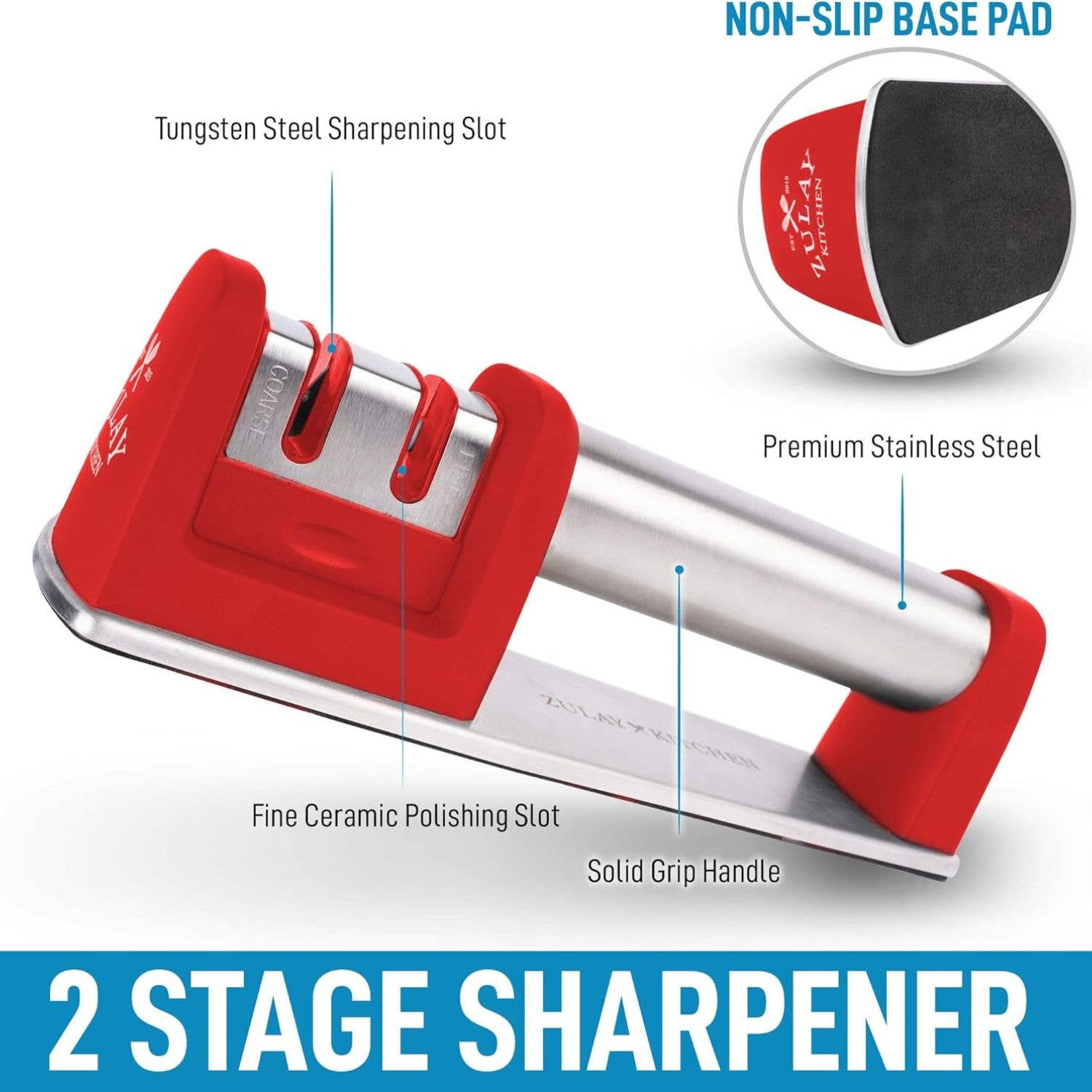 Zulay Kitchen - Wholesale Knife Sharpener - Premium Quality 2-Stage Knife Sharpener19