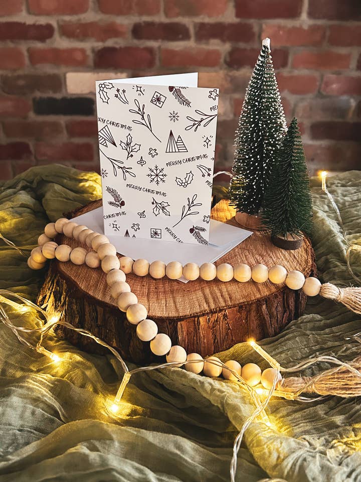 Glædelig jul (hvid baggrund) design, pakke med 6 kort for engroshandel hos Daisy & Joy Design