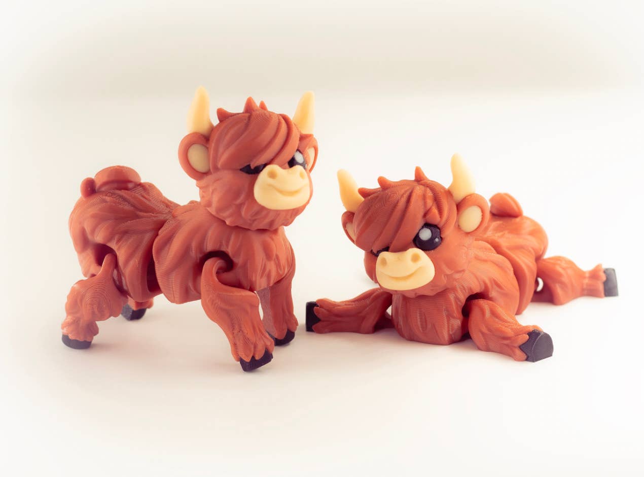Great American Designs - Wholesale Fidget Toy - Kids - Highland Cow 3D Printed Articulated Fidget Toy
