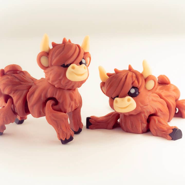 Great American Designs - Wholesale Fidget Toy - Kids - Highland Cow 3D Printed Articulated Fidget Toy