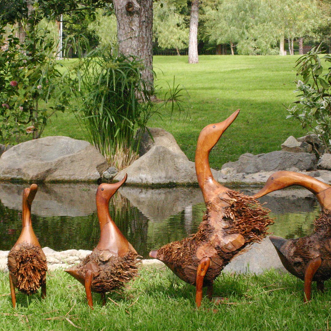 Garden Age Supply - Vente Sculpture - Décoration en forme de racine de bambou, canard4