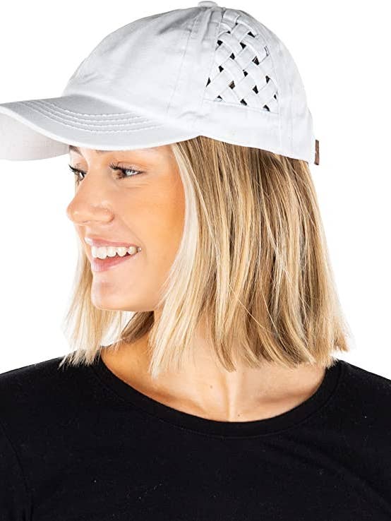 Low Profile Baseball Cap (White Basketweave) for wholesale by Funky Junque