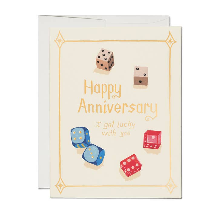 Red Cap Cards - Wholesale Anniversary Card - Lucky Dice anniversary greeting card