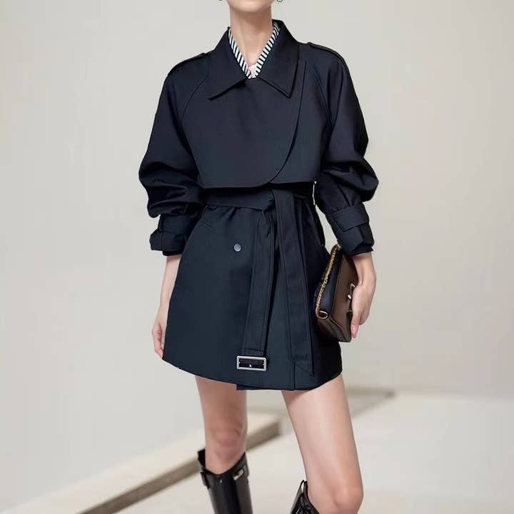 CT047 Chic Retro Cape: Elegante mid-length trenchcoat voor wholesale door Productseeker