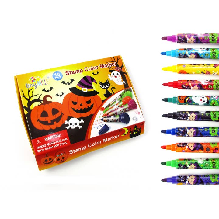 Ensemble de marqueurs pour timbres d'Halloween - Lot de 10 pour la vente par Tiny Mills