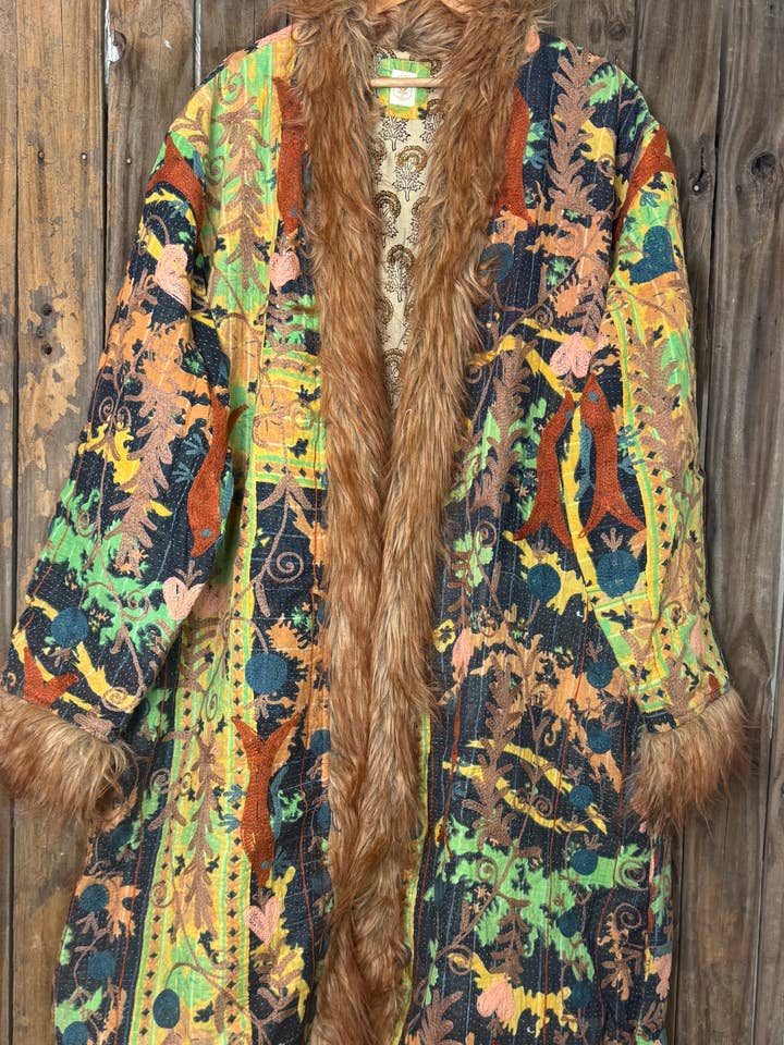 Wylder Trading Company - Wholesale Fur/Faux Fur Coat - Women's - Canyon Bloom Coat 022 (Long-Length) | Penny Lane Style Boho0