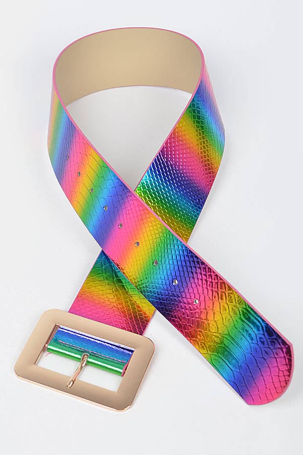 Shop Neighbors – wholesale Belt – Women's – Metallic Snake Wide Waist Belt7