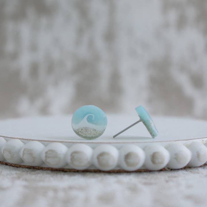 Sandy Beaches Shop - Wholesale Stud/Post Earrings - Custom Sand Wave Stud Earrings | Beach Sand1