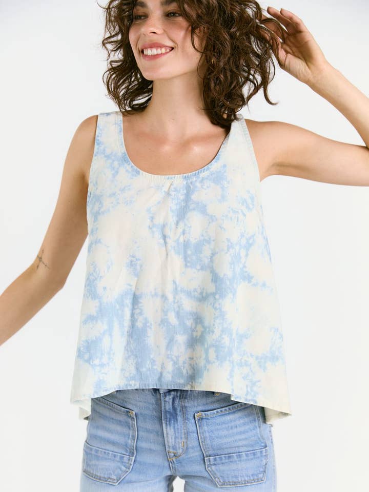 WABI SABI TANK IN SKY TIE DYE for wholesale by Porter Blue Apparel