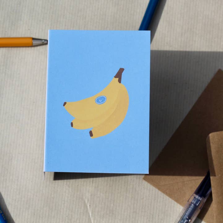 Josie Makes Stuff - Wholesale Everyday Greeting Card - Banana - Fruit sticker art card 1